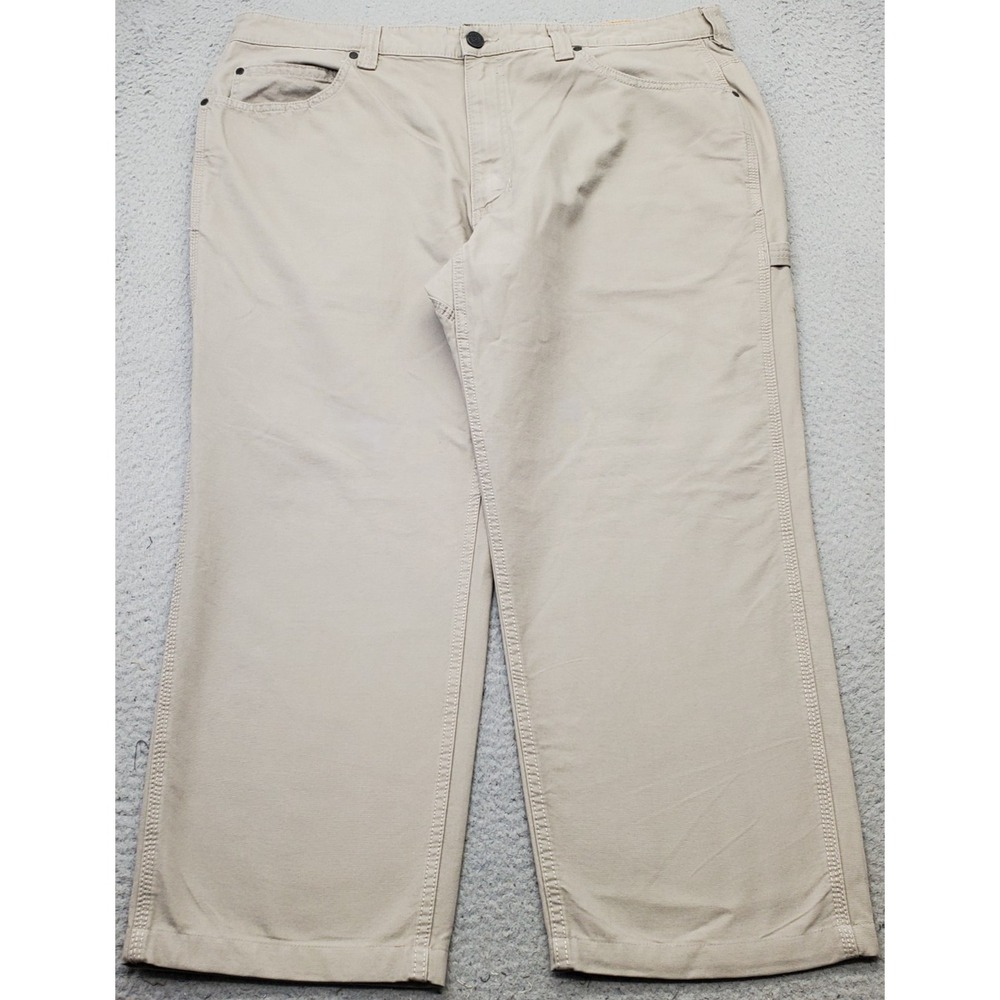 RidgeCut Carpenter Pants Mens 44x30 Tan Utility Workwear Relaxed Fit Hammer Loop